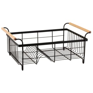 Black Dish Drainer With Wooden Handles