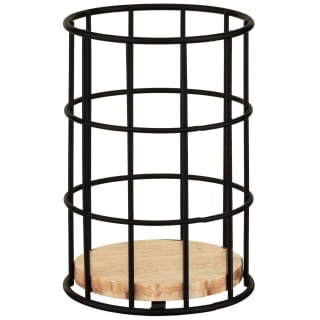 Black Cutlery Holder with Wooden Base