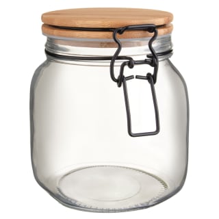 Large Bamboo Clip Lock Glass Jar