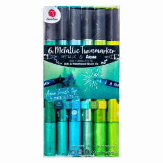 Metallic & Aqua Twinmarkers 6pk - Greens