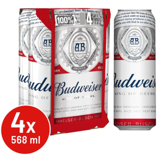 Budweiser Beer Cans 4 x 568ml