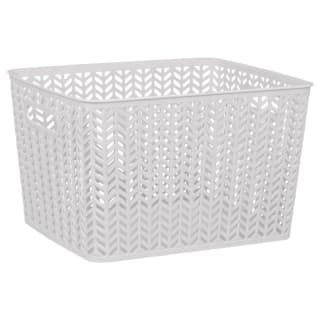 Large Chevron Plastic Basket - White