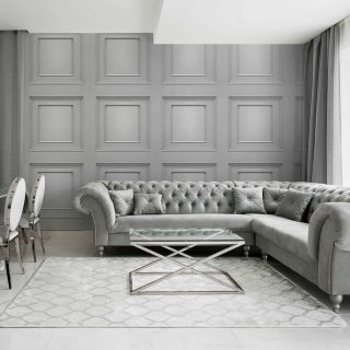 Amara Panel Wallpaper - Charcoal Grey