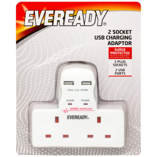 Eveready 2 Socket Extension Lead with 2 USB Chargers
