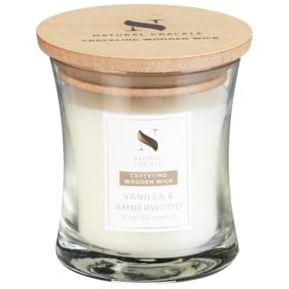 Crackling Wooden Wick Scented Candle - Vanilla & Amberwood