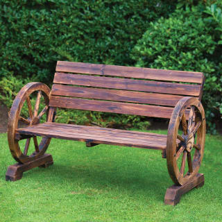 Burntwood Wagon Wheel 2 Seater Bench