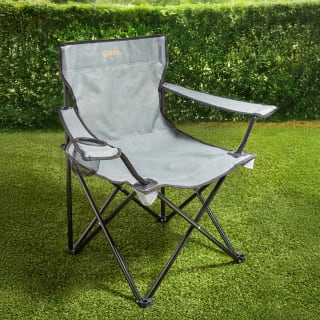 Folding Camping Chair with Cup Holder - Grey