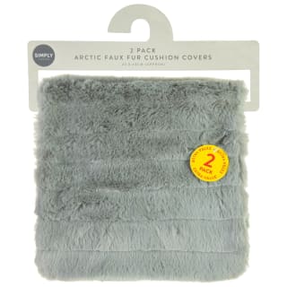 Arctic Faux Fur Cushion Covers 2pk - Grey