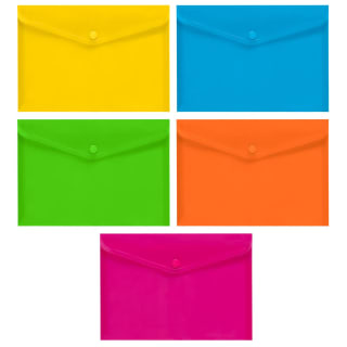 A5 Popper Wallets 5pk - Assorted Colours