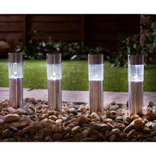 Solar Powered Stainless Steel Post Lights 6pk
