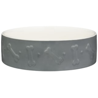 Embossed Ceramic Pet Bowl - Grey