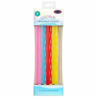Reusable Party Straws With Cleaning Brush 8pk