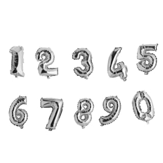 Metallic Foil Number Balloons 10pk - Silver