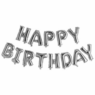 Metallic Happy Birthday Balloon Set - Silver