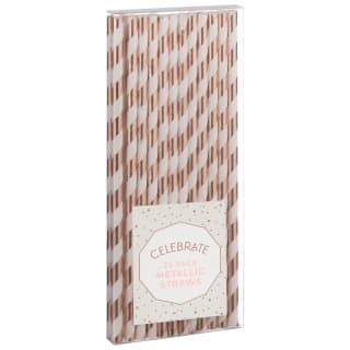 Rose Gold Foil Straws 25pk - Striped