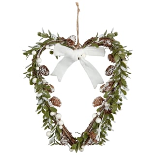 Hanging Christmas Heart with Foliage - White