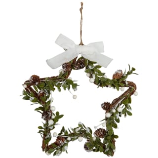 Hanging Christmas Star with Foliage - White