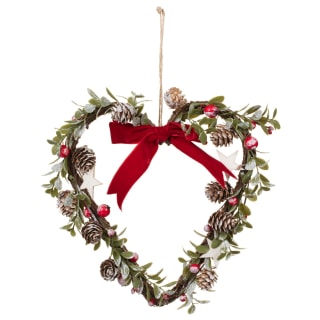 Hanging Christmas Heart with Foliage - Red