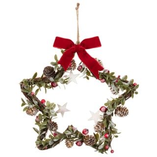 Hanging Christmas Star with Foliage - Red