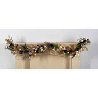 Navy & Champagne Garland with Feathers 6ft