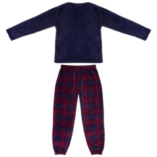 Mens Fleece Pyjamas - Navy & Red