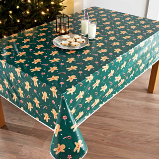Wipe Clean Christmas Tablecloth - Gingerbread Man