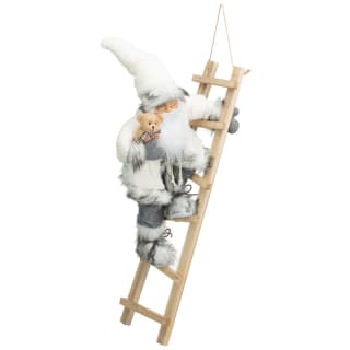 Santa Climbing a Ladder - White