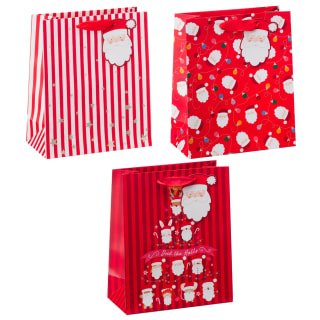 Red Santa Gift Bags 3pk