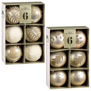 Simply Christmas Luxury Baubles 6pk - Assorted