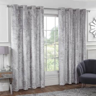 Versailles Silver Crushed Velvet Fully Lined Curtains 46 x 72&quot;