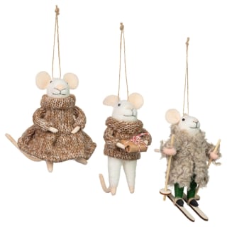 Festive Felt Mouse Tree Decoration - Assorted