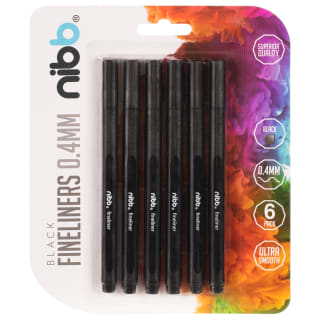 NIBB Fineliner Pens 6pk - Black
