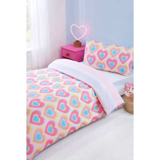 Simply Kids Pink Single Duvet Set - Hearts