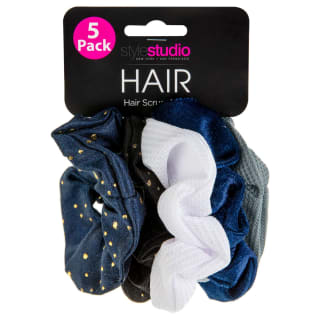 Style Studio Hair Scrunchies 5pk - Blue