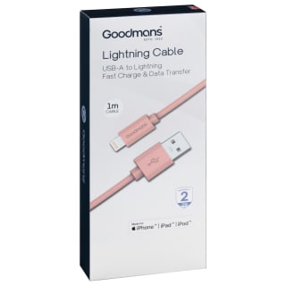 Goodmans Lightning USB Charging Cable - Pink