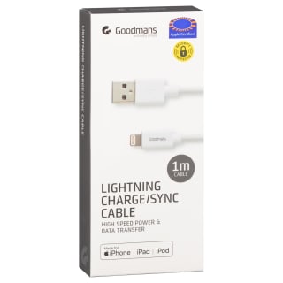 Goodmans Lightning USB Charging Cable - White