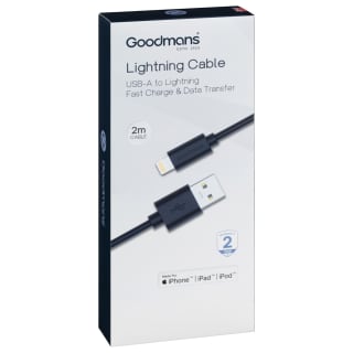 Goodmans Lightning Charge-Sync Cable 2m - Black