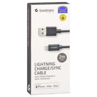 Goodmans Lightning Charge-Sync Cable 2m - Black