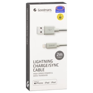Goodmans Lightning Charge-Sync Cable 2m - Grey