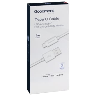 Goodmans Type C Charge-Sync Cable 2m - White