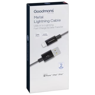 Goodmans Lightning Metal Charging Cable - Black