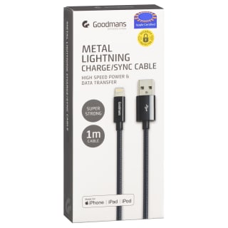 Goodmans Lightning Metal Charging Cable - Black