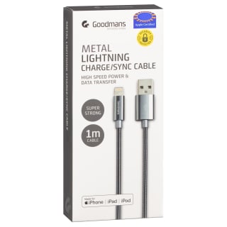 Goodmans Lightning Metal Charging Cable - Dark Grey