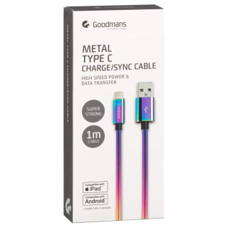 Goodmans USB Type C Metal Charge & Sync Cable - Iridescent