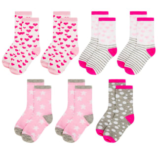 Younger Kids Socks 7pk - Hearts & Stars