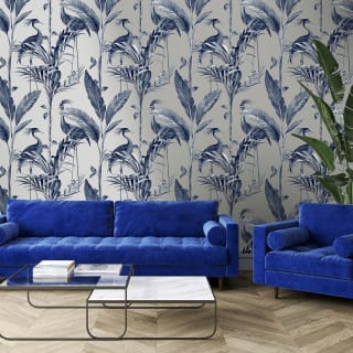 Azzurra Navy & Silver Wallpaper