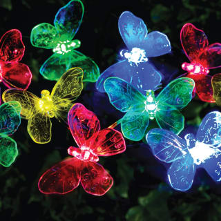 24 Solar LED Butterfly String Lights - Multicolour