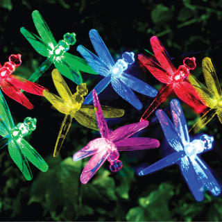 24 Solar LED Dragonfly String Lights - Multicolour