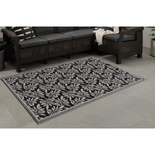 Large Outdoor Rug 1.2 x 1.8m - Black Leaf