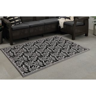 Extra Large Outdoor Rug 1.5 x 2.1m - Black Leaf